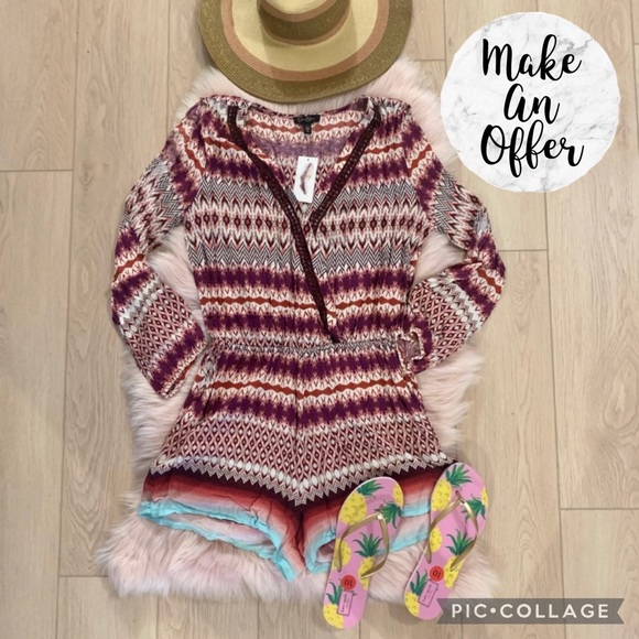 NWT Jessica Simpson Bohemian Patterned Romper - Picture 2 of 10